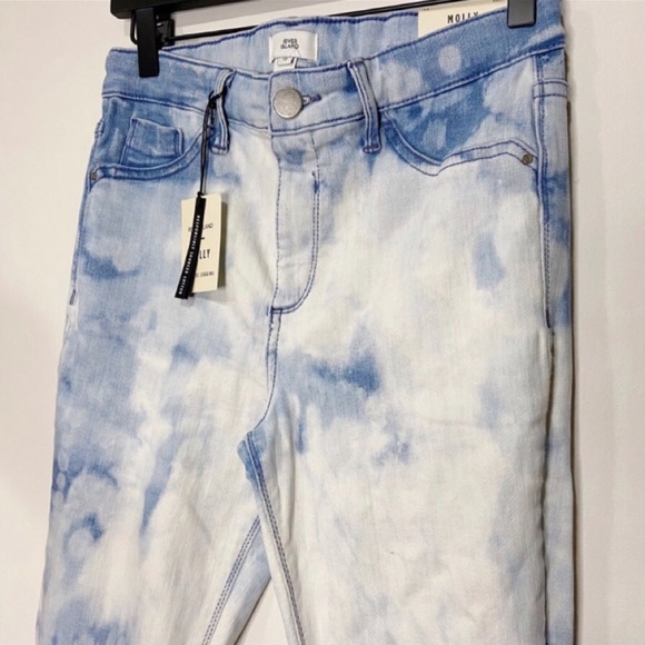 New River Island Molly Mid Rise Capris Jeans in Light Wash Bleached - Picture 2 of 8